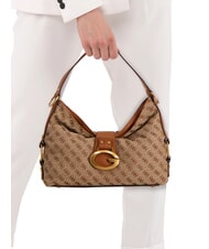 GUESS CAMDEN 4G Schultertasche, Allover-Print Logo Milch/Cognac - Damentaschen - 2