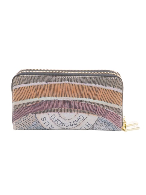 PLANETARIUM Gro&szlig;e Geldb&ouml;rse mit Doppelrei&szlig;verschluss Wilde Aquarellfarbe/ Dunkeltaupe - Brieftaschen Damen