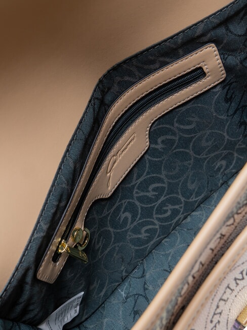 PLANETARIUM Wandelbare Tasche mit &Uuml;berschlag Aquarell/Beige - Damentaschen