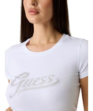 GUESS GLITTER LOGO Kurz&auml;rmeliges, glitzerndes T-Shirt purwei&szlig; - T-Shirts und Tops f&uuml;r Damen - 4