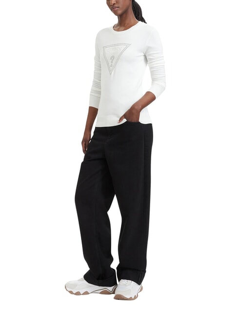 KATIE Rundhalsausschnitt, eng anliegender Pullover cremwhi - Damenpullover