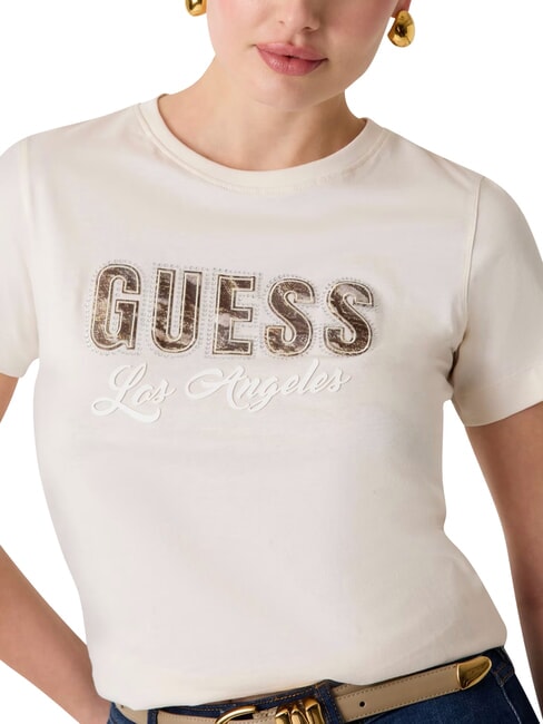 SNAKE SCRIPT Kurzarm-T-Shirt aus reiner Baumwolle cremwhi - T-Shirts und Tops f&uuml;r Damen