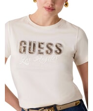GUESS SNAKE SCRIPT Kurzarm-T-Shirt aus reiner Baumwolle cremwhi - T-Shirts und Tops f&uuml;r Damen - 4