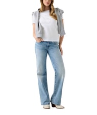 GUESS NEW BASIC Kurzarm-T-Shirt aus reiner Baumwolle purwei&szlig; - T-Shirts und Tops f&uuml;r Damen - 3