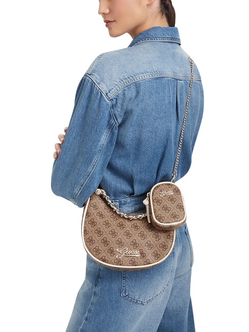 GIRL Schultertasche mit Kettenriemen 4g aop beige wei&szlig; - Damentaschen
