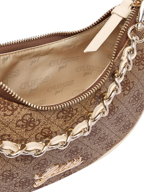 GIRL Schultertasche mit Kettenriemen 4g aop beige wei&szlig; - Damentaschen