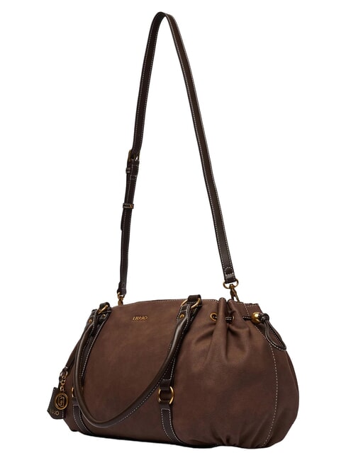 GINESA Schultertasche mit Schultergurt Mokka - Damentaschen