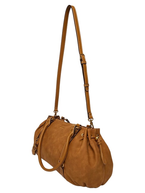 GINESA Schultertasche mit Schultergurt Kamel - Damentaschen