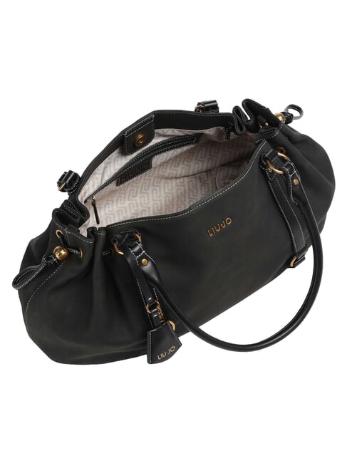 GINESA Schultertasche mit Schultergurt SCHWARZ - Damentaschen