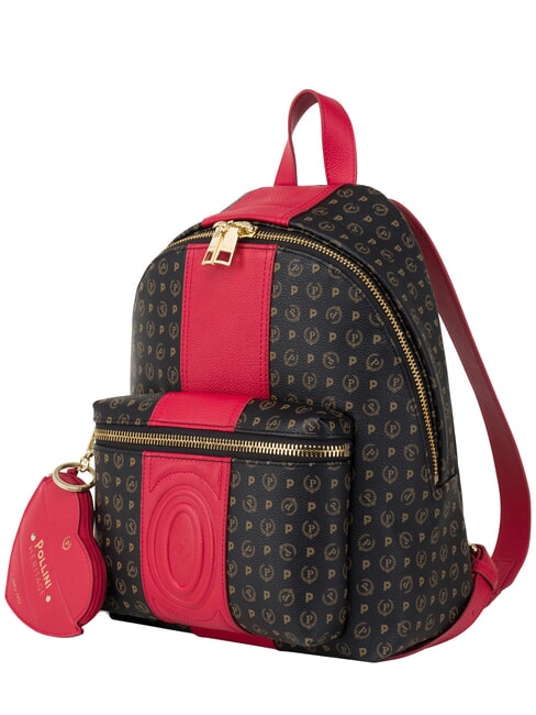 HERITAGE Rucksack mit Vordertasche und Schl&uuml;sselring schwarz rot - Damentaschen