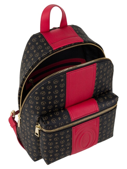 HERITAGE Rucksack mit Vordertasche und Schl&uuml;sselring schwarz rot - Damentaschen