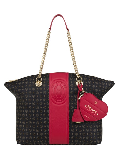 HERITAGE Schultertasche mit Schl&uuml;sselring schwarz rot - Damentaschen