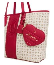 POLLINI HERITAGE Umh&auml;ngetasche zum Einkaufen, mit Kulturbeutel rotes Elfenbein - Damentaschen - 6
