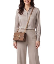 PINKO LOVE ONE CLASSIC Mini-Umh&auml;ngetasche aus Leder Cognacbraun-Antikgold - Damentaschen - 2