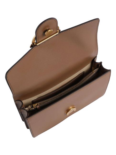 LOVE ONE CLASSIC Mini-Umh&auml;ngetasche aus Leder Cognacbraun-Antikgold - Damentaschen