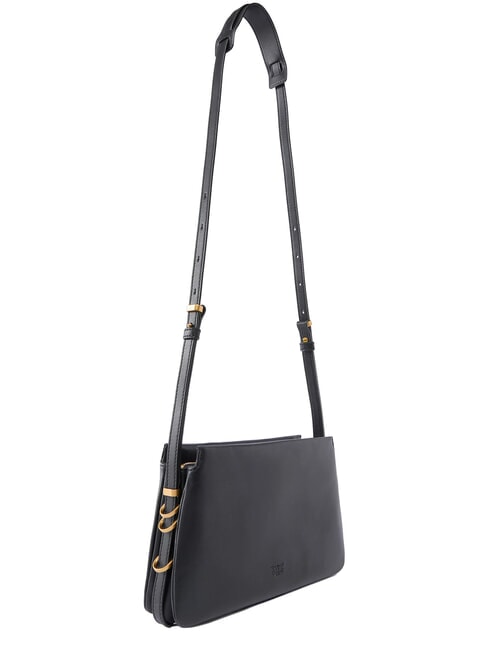 TRIPLET MINI Schultertasche aus Leder schwarz-antikgold - Damentaschen