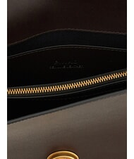 PINKO LOVE ONE CLASSIC Umh&auml;ngetasche aus Leder mit &Uuml;berschlag Marascabraun-Antikgold - Damentaschen - 4