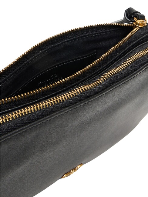 DOUBLE Schultertasche mit Schultergurt schwarz-antikgold - Damentaschen