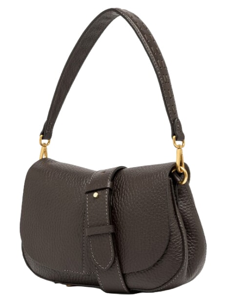 HELENA ROUND Schultertasche aus Leder mit Schulterriemen ausgedr&uuml;ckt - Damentaschen