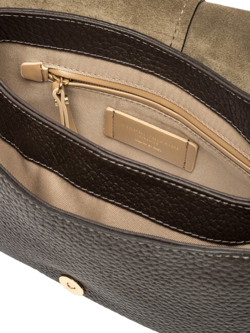 HELENA ROUND Schultertasche aus Leder mit Schulterriemen ausgedr&uuml;ckt - Damentaschen
