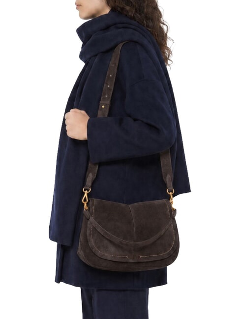 HELENA ROUND Schultertasche aus Leder Mokka - Damentaschen