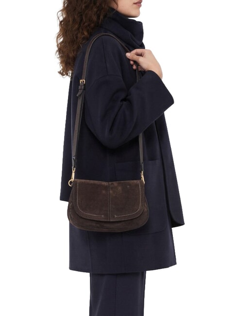 HELENA ROUND Schultertasche aus Leder Mokka - Damentaschen