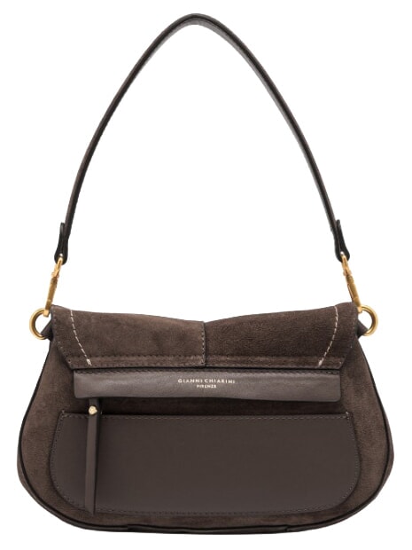 HELENA ROUND Schultertasche aus Leder Mokka - Damentaschen