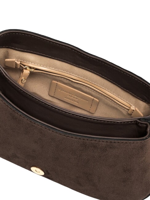 HELENA ROUND Schultertasche aus Leder Mokka - Damentaschen