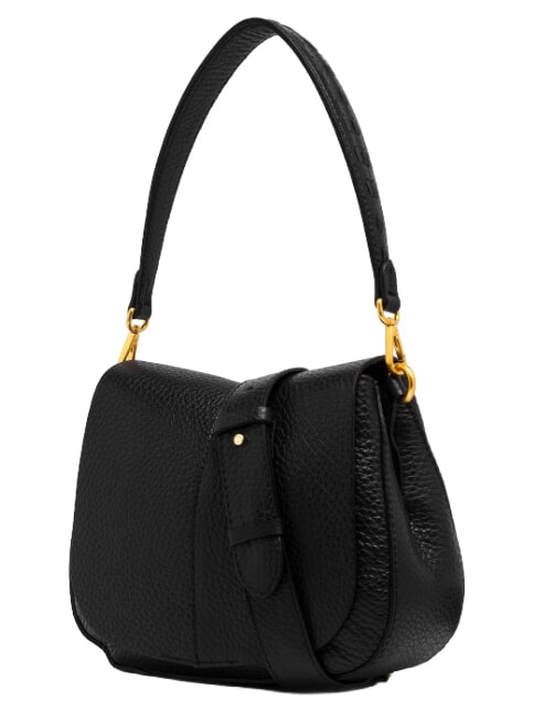 HELENA ROUND Schultertasche aus Leder mit Schulterriemen Schwarz - Damentaschen