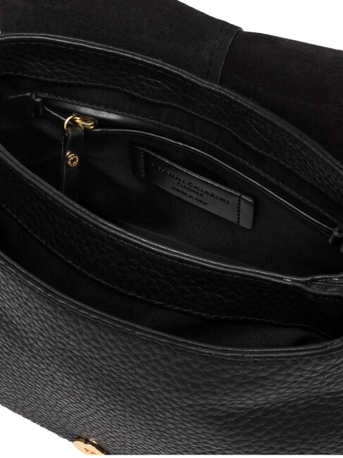 HELENA ROUND Schultertasche aus Leder mit Schulterriemen Schwarz - Damentaschen