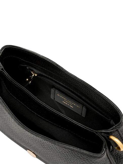 HELENA ROUND Schultertasche aus Leder mit Schulterriemen Schwarz - Damentaschen