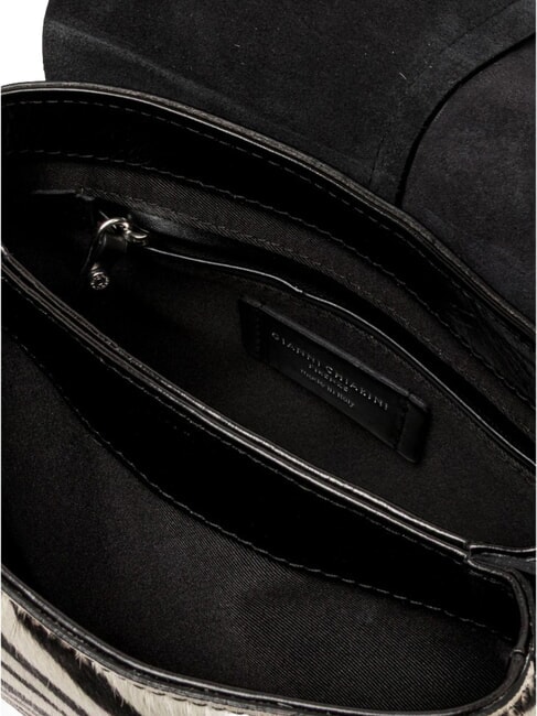 HELENA ROUND Schultertasche aus Leder mit Schulterriemen schwarz-wei&szlig;es Zebra - Damentaschen