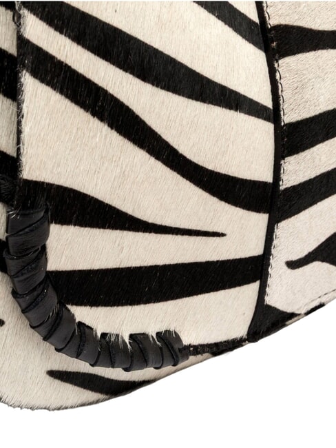 HELENA ROUND Schultertasche aus Leder mit Schulterriemen schwarz-wei&szlig;es Zebra - Damentaschen