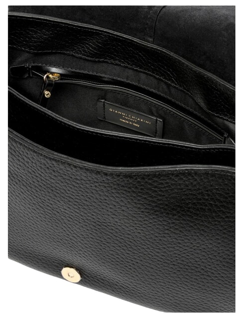 HELENA ROUND Schultertasche aus Leder mit Schulterriemen Schwarz - Damentaschen