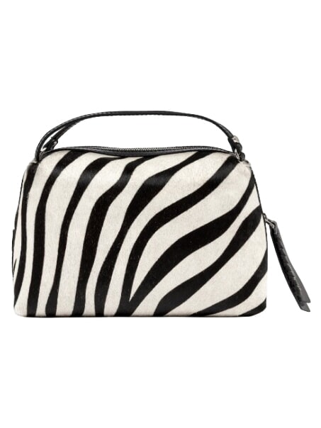 ALIFA Lederhandtasche mit Schulterriemen schwarz-wei&szlig;es Zebra - Damentaschen