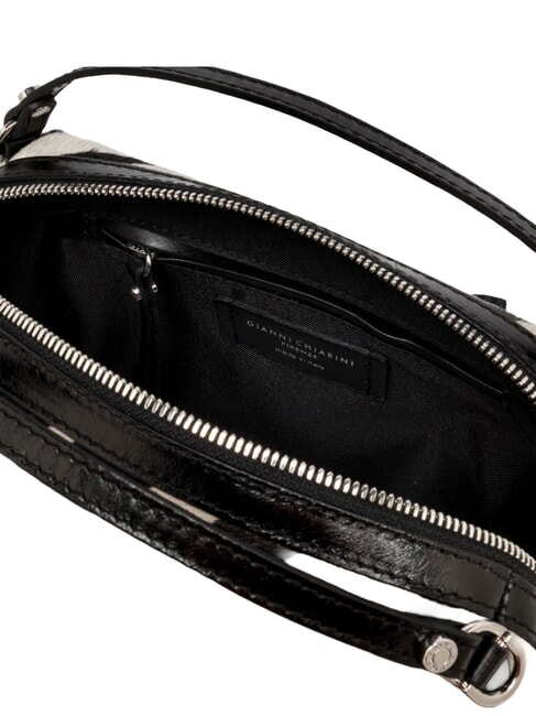 ALIFA Lederhandtasche mit Schulterriemen schwarz-wei&szlig;es Zebra - Damentaschen