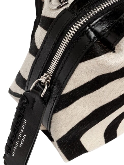 ALIFA Lederhandtasche mit Schulterriemen schwarz-wei&szlig;es Zebra - Damentaschen