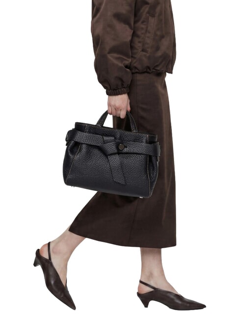 MIRANDA Lederhandtasche mit Schulterriemen Schwarz - Damentaschen