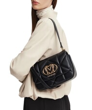LOVE MOSCHINO EMBOSSED QUILTED Schultertasche mit Schultergurt Schwarz - Damentaschen - 2
