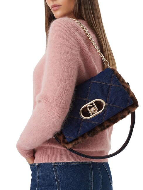 LAPUFFY Schultertasche mit Schultergurt blauer Denim - Damentaschen