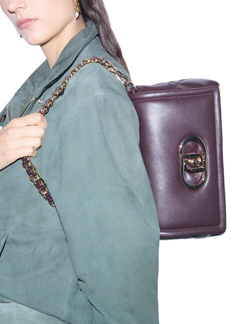LAPUFFY Schultertasche mit Schultergurt rote Aubergine - Damentaschen