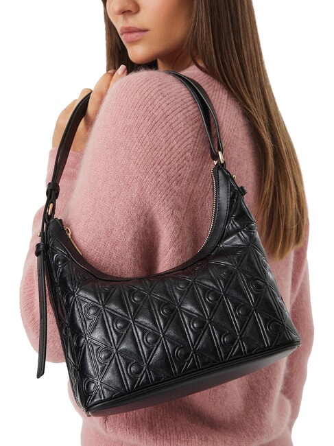 EMBLEM AOP Schultertasche / Umh&auml;ngetasche auf Schwarz - Damentaschen