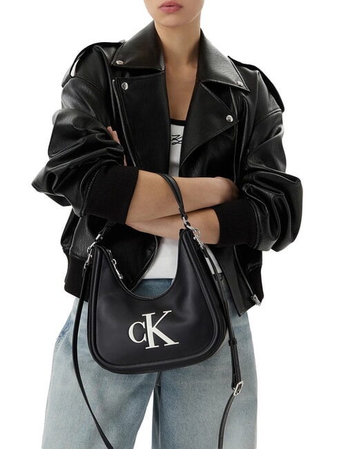 BOLD CK Schultertasche mit Schultergurt Schwarz/Wei&szlig; - Damentaschen