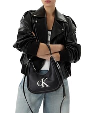 CALVIN KLEIN BOLD CK Schultertasche mit Schultergurt Schwarz/Wei&szlig; - Damentaschen - 2