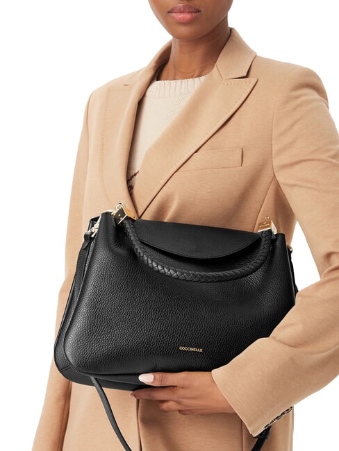 TIGGY Schultertasche mit Schultergurt Schwarz - Damentaschen