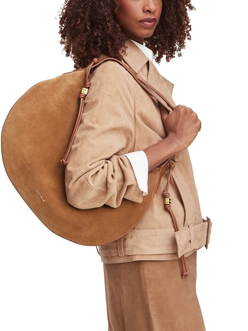 THESS SUEDE BIM Maxi-Schultertasche aus Leder Cognac - Damentaschen
