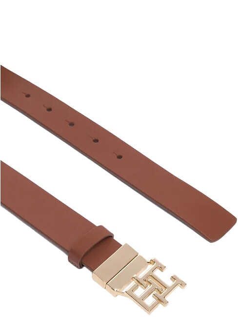TH LOGO Wendbarer Lederg&uuml;rtel mit Monogramm schwarzer Mono/Wintercognac - G&uuml;rtel