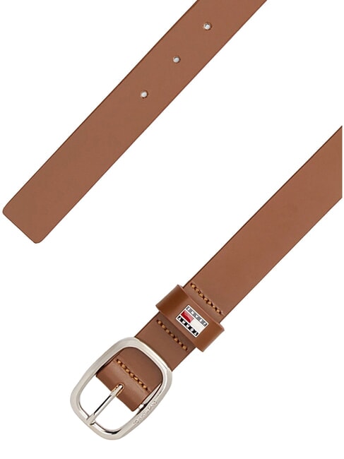 TOMMY JEANS OVAL  Verk&uuml;rzbarer Lederg&uuml;rtel Cognac - G&uuml;rtel