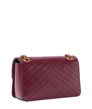 PINKO LOVE ONE LIGHT Mini-Stepptasche aus Leder intensives Johannisbeer-Antikgold - Damentaschen - 2