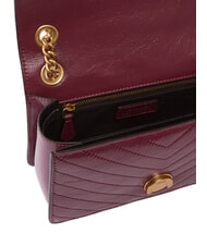 PINKO LOVE ONE LIGHT Mini-Stepptasche aus Leder intensives Johannisbeer-Antikgold - Damentaschen - 4